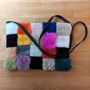 Primecut scraps shearling pouch purse